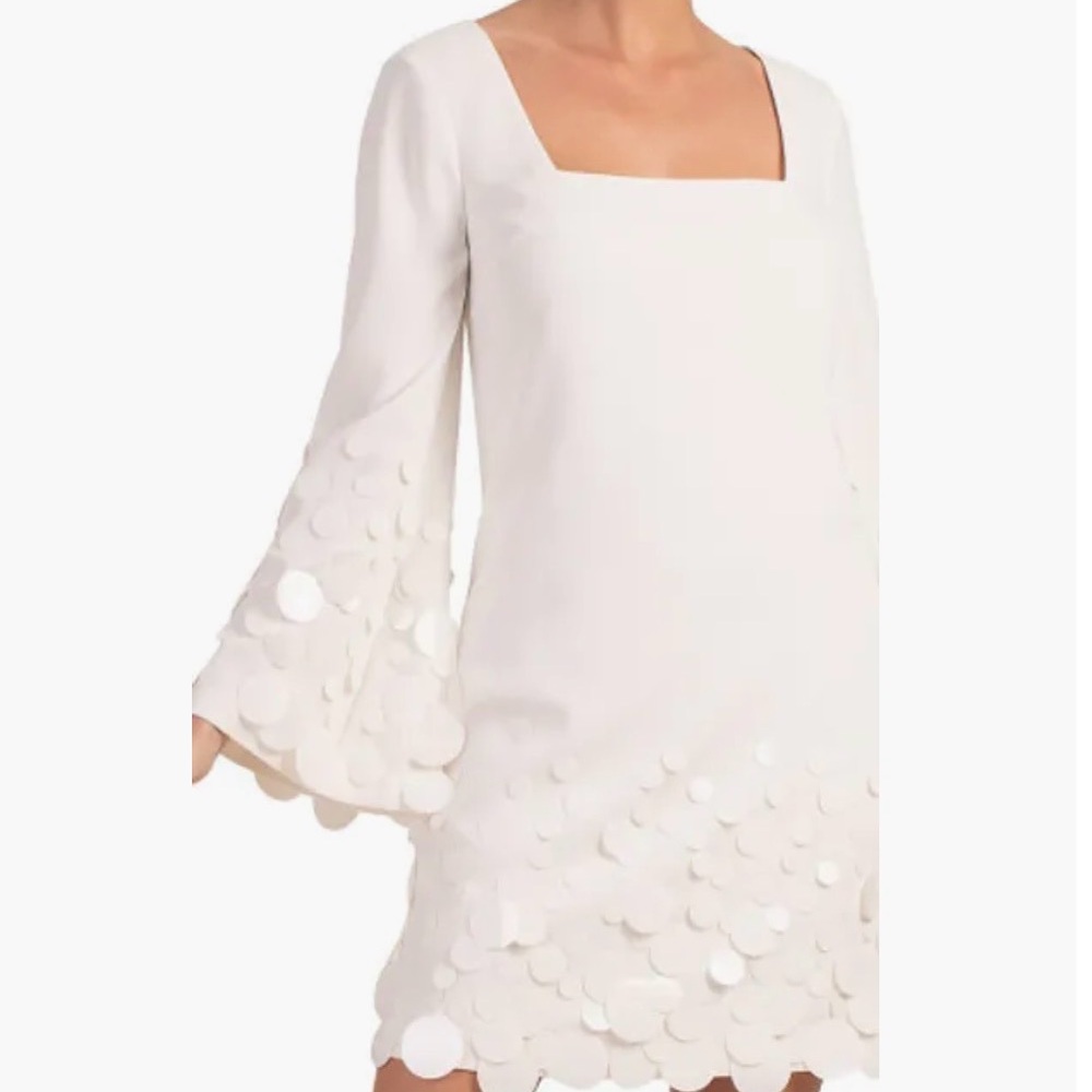 Trina Turk Rare White Sequin Cocktail Dress
